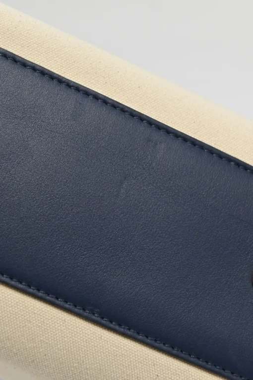 Neutral canvas and leather Peekaboo Iconic satchel with turnlock fastening and detachable shoulder strap