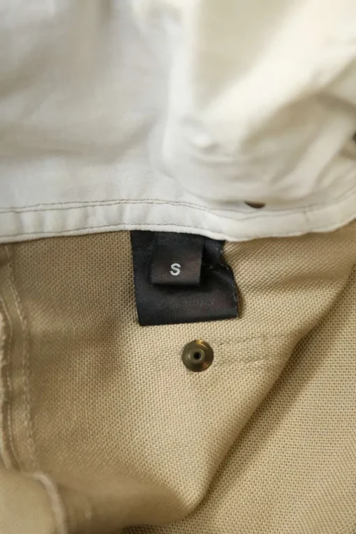 Neutral cotton-blend canvas high-waisted wide-leg utility pants