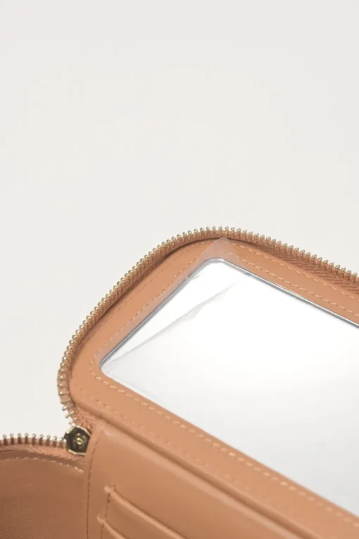 Neutral matelassé lambskin leather top handle vanity case with chain