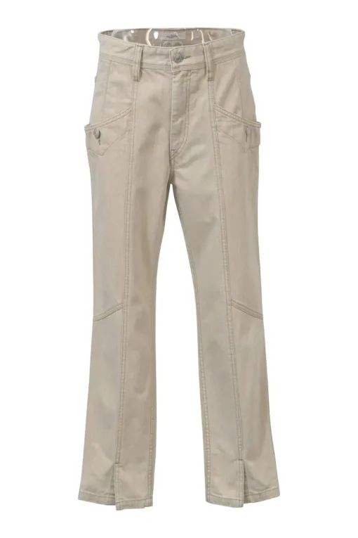 Neutral washed cotton denim Hotta mid-rise cropped straight-leg jeans with split cuffs