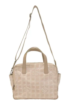 New Travel Line blush Coco Mark jacquard satchel with detachable shoulder strap