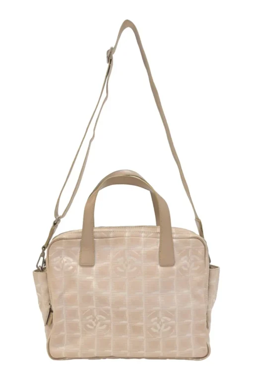 New Travel Line blush Coco Mark jacquard satchel with detachable shoulder strap