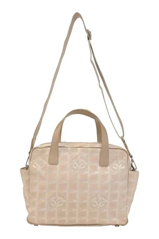 New Travel Line blush Coco Mark jacquard satchel with detachable shoulder strap