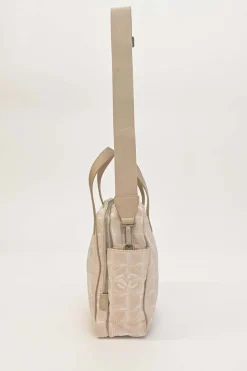 New Travel Line blush Coco Mark jacquard satchel with detachable shoulder strap