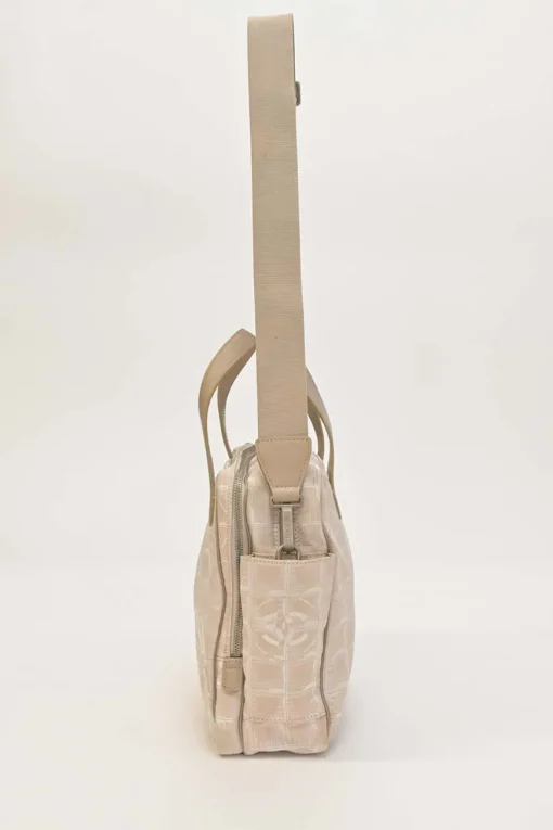 New Travel Line blush Coco Mark jacquard satchel with detachable shoulder strap