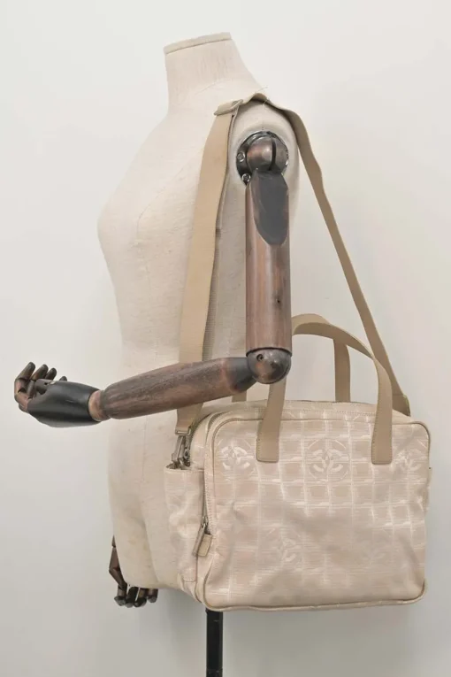 New Travel Line blush Coco Mark jacquard satchel with detachable shoulder strap