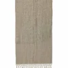 Oatmeal and gold linen-lurex blend fringe shawl scarf