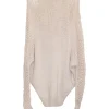 Oatmeal cotton wide-gauge pullover cocoon crewneck sweater