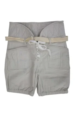 off white long cargo shorts with belt