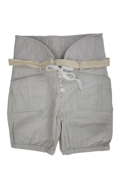 off white long cargo shorts with belt