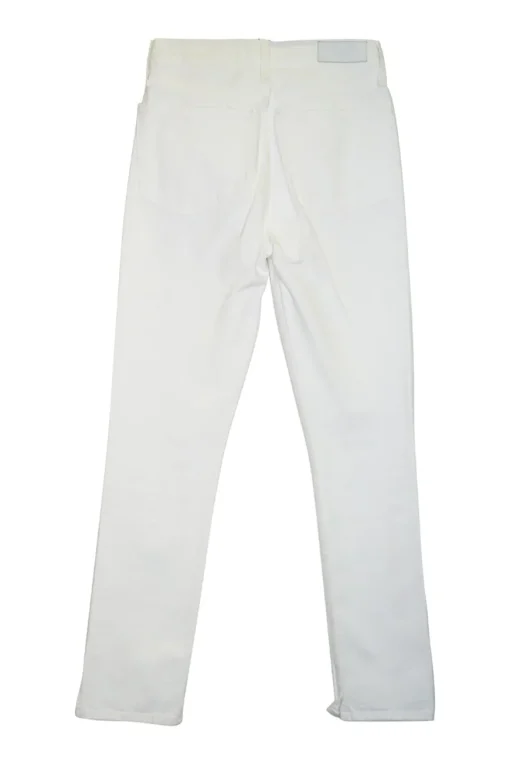 Off-white cotton denim high-waist five-pocket straight split-leg jeans