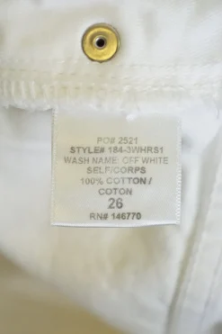 Off-white cotton denim high-waist five-pocket straight split-leg jeans