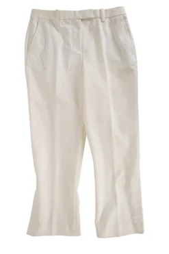 Off-white mid-waist tapered dress pants with slits at hem