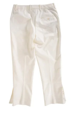 Off-white mid-waist tapered dress pants with slits at hem