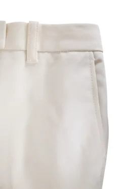 Off-white mid-waist tapered dress pants with slits at hem