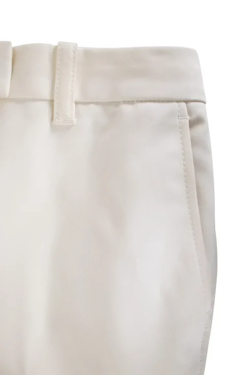 Off-white mid-waist tapered dress pants with slits at hem