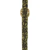 Olive canvas CC belt featuring gold-finish hardware