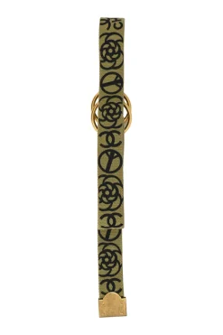 Olive canvas CC belt featuring gold-finish hardware