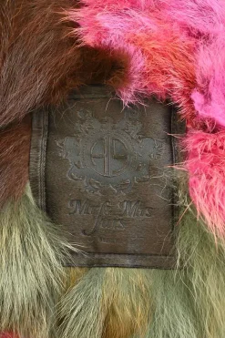 Olive cotton hooded parka with multi-colour fox fur collar and lining