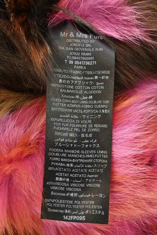Olive cotton hooded parka with multi-colour fox fur collar and lining