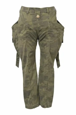 Olive cotton-blend camouflage print mid-rise cargo Jodhpurs
