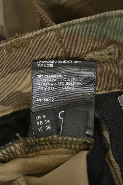 Olive cotton-blend camouflage print high-rise straight-leg cargo pants