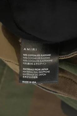 Olive cotton-blend camouflage print high-rise straight-leg cargo pants