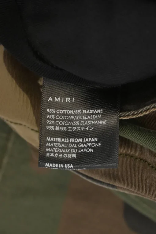 Olive cotton-blend camouflage print high-rise straight-leg cargo pants