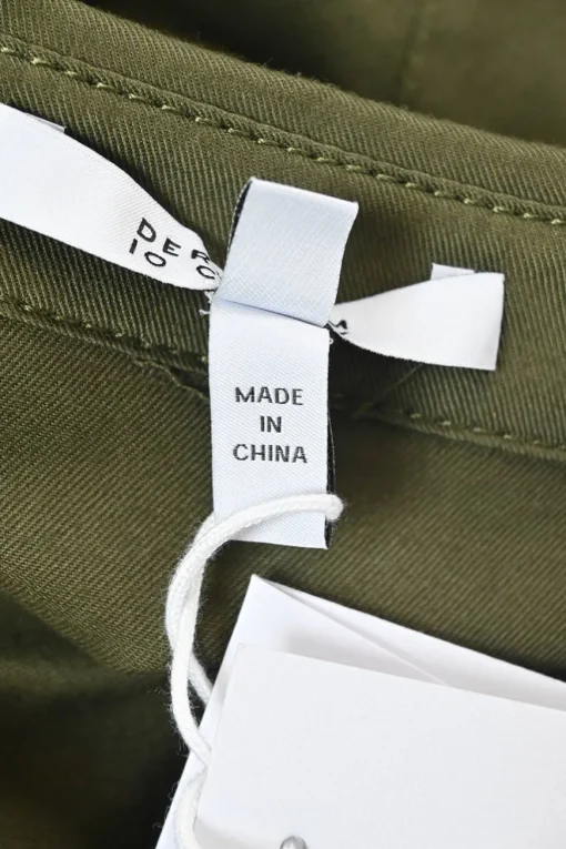 Olive cotton-blend satin point collar half-button slip-on coverall jumpsuit with pull tab fastening at waist