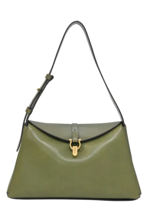 Olive green box calf calf leather 2020 Trifolio shoulder bag