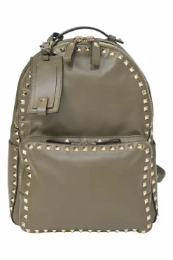 Olive green leather Rockstud backpack