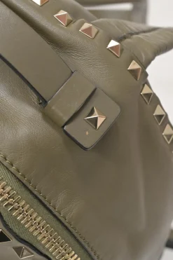 Olive green leather Rockstud backpack