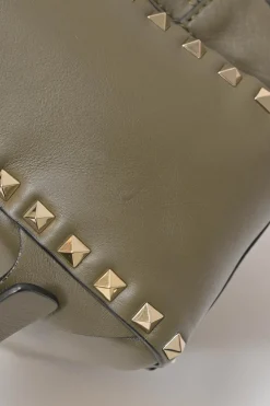 Olive green leather Rockstud backpack