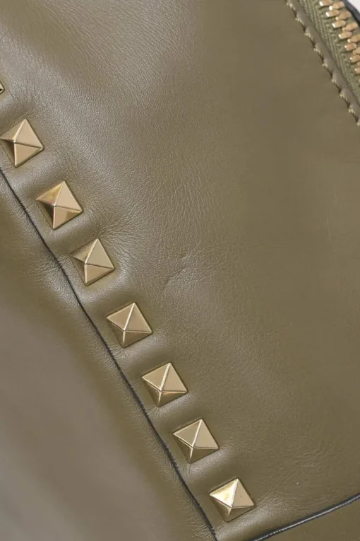 Olive green leather Rockstud backpack