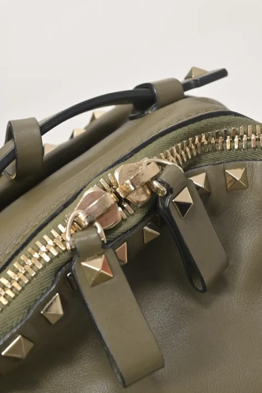 Olive green leather Rockstud backpack