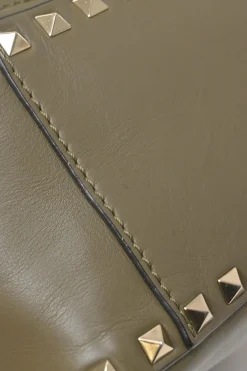 Olive green leather Rockstud backpack