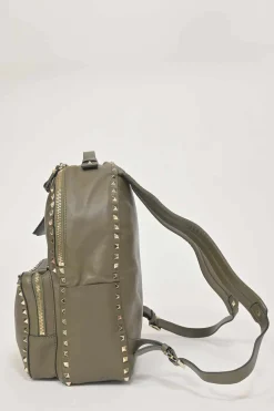 Olive green leather Rockstud backpack