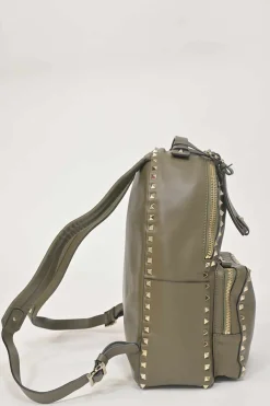 Olive green leather Rockstud backpack