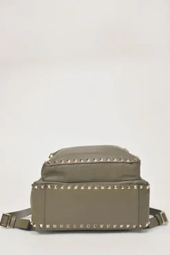 Olive green leather Rockstud backpack