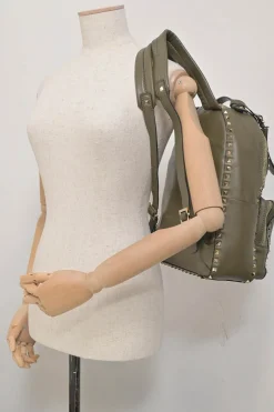 Olive green leather Rockstud backpack