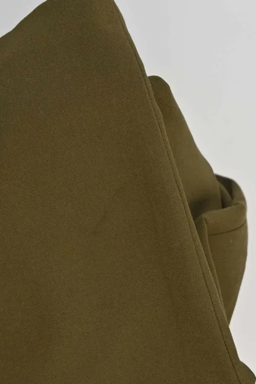 Olive green polyester-blend pull-on high-rise pleated straight-leg tailored trousers