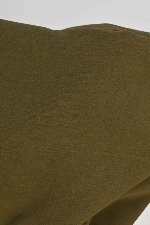 Olive green polyester-blend pull-on high-rise pleated straight-leg tailored trousers