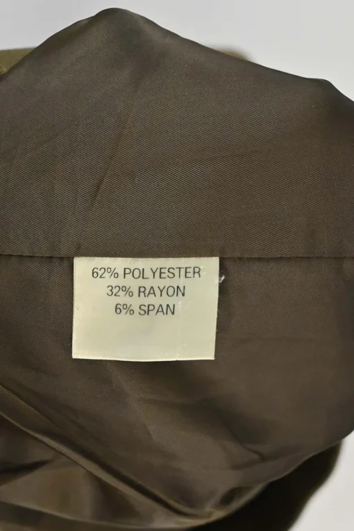 Olive green polyester-blend pull-on high-rise pleated straight-leg tailored trousers