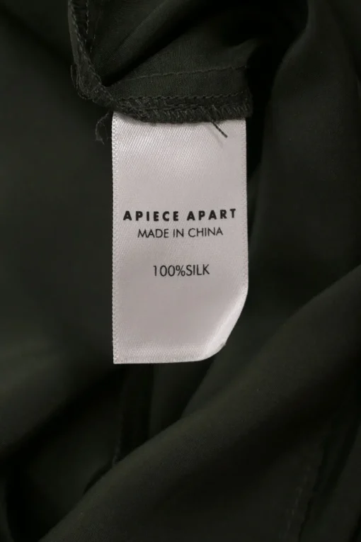 Olive green silk button-loop slip-style jumpsuit