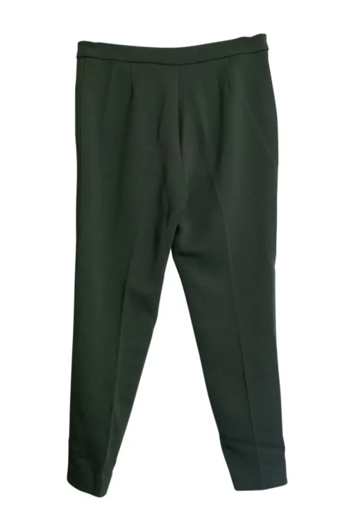 Olive green viscose-blend crêpe Milano knit tailored trousers with concealed bar and zip fastening at front