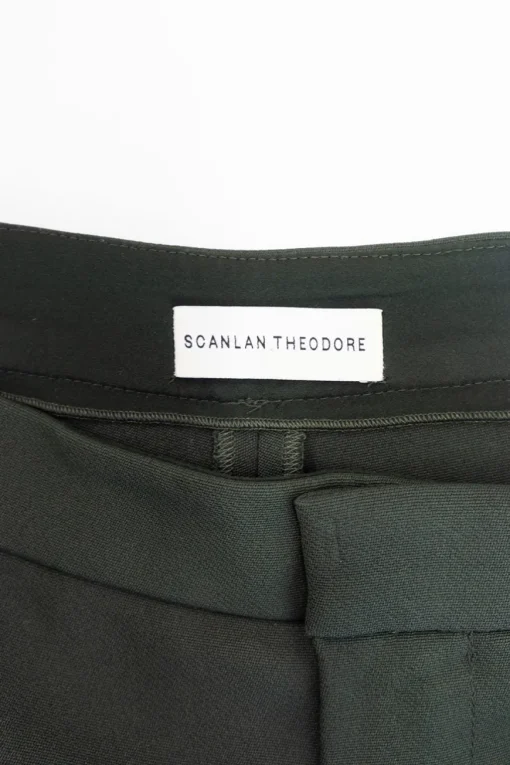 Olive green viscose-blend crêpe Milano knit tailored trousers with concealed bar and zip fastening at front