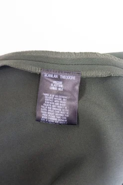 Olive green viscose-blend crêpe Milano knit tailored trousers with concealed bar and zip fastening at front