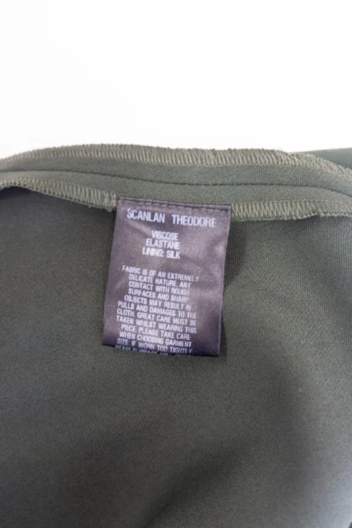 Olive green viscose-blend crêpe Milano knit tailored trousers with concealed bar and zip fastening at front