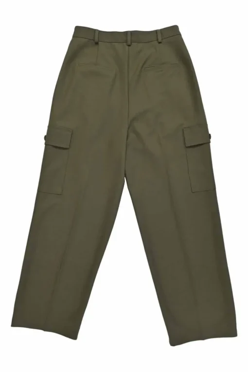 Olive polyester-blend Maesa wide-leg pleated cargo pants