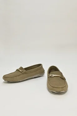 Olive suede and rubber Gommino loafers